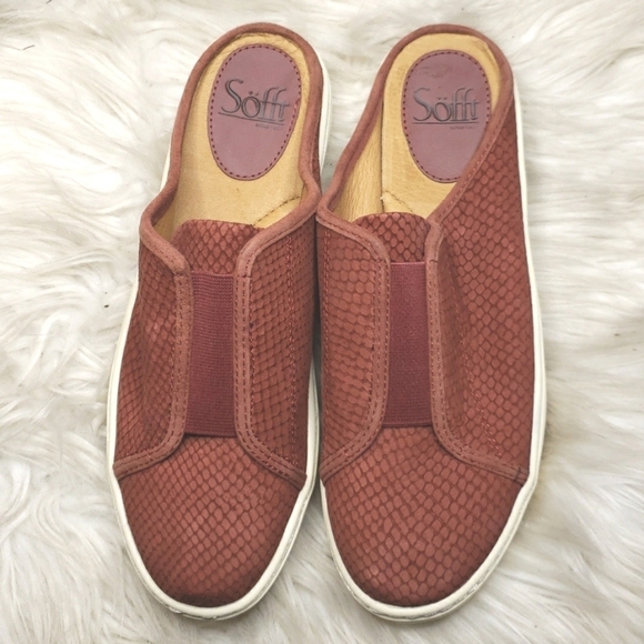 Sofft Beekon 7m Rustic red slide sneaker slip on elastic snakeskin - Picture 8 of 12